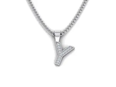 Pendant Y letter with diamonds 3D print model