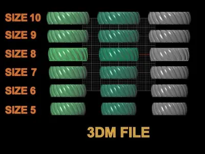 Ribbed Multi Vertical Tilt Line Band Mix Size 3D print model