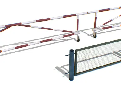 Military Security Gate Fence with Barrier Stop Low-poly 3D model