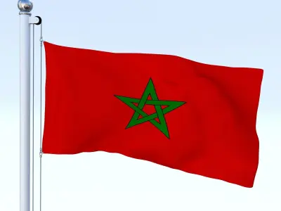 Animated Morocco Flag Low-poly 3D model