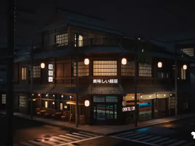 Ramen Restaurant Environment Low-poly 3D model