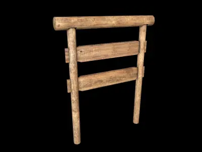 Signpost5 wooden ladder Low-poly 3D model