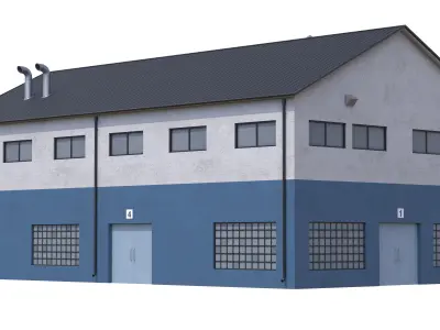Industrial Building 14 Blue Low-poly 3D model
