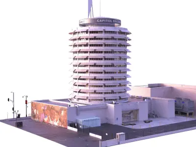 Capitol Records Los Angeles Building Low-Poly PBR Low-poly 3D model
