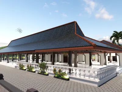 Javanese combine madinah Mosque exterior and interior  3D model