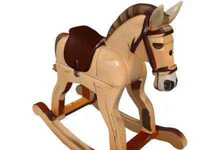 Vintage Wooden Rocking Horse Toy Low-poly 3D model
