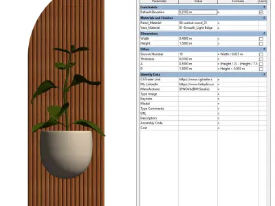 Japandi Wall Planter  Parametric Revit Family 3D model