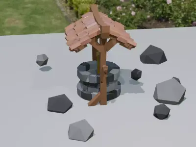 detailed low poly well Free low-poly 3D model