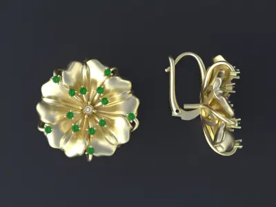 Designer earring with transform-flower  for cnc or  3D print model