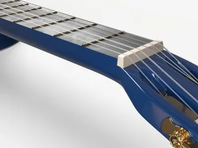 Blue Sunburst Acoustic Guitar 3D model