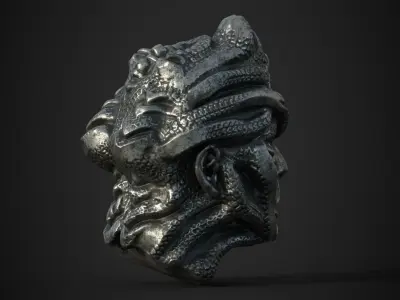 character head  concept low poly PBR material  Low-poly 3D model