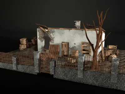 Enviro Building Burnt House Game Asset Low-poly 3D model