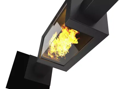 Standing Metal Fireplace 3 3D model