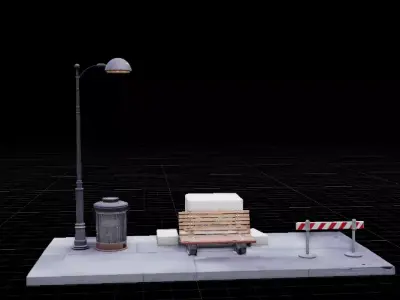 Street Props Set Fully Joint Game Film Background 3D Models Low-poly 3D model