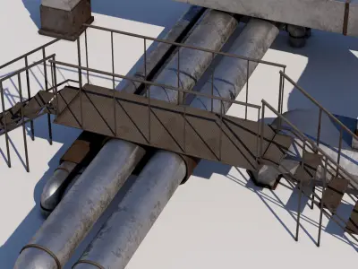 Rooftop Stairs 02 Low-poly 3D model