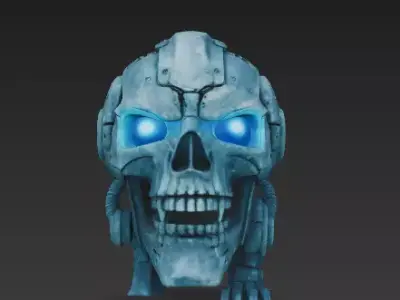 Cybernetic Skull 3D Model - Sci-Fi Mech Skeleton Bust 3D print model