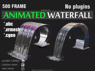 Waterfall Fountains Swimming Pool landscape 3D model