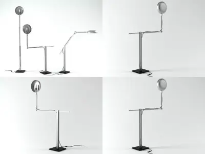 B B floor lamp in four different positions 3D model