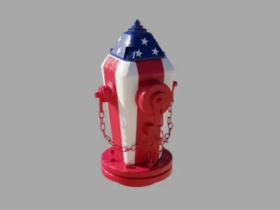 Fire Hydrant 19 - American Flag Patriotic Fireplug 3D model