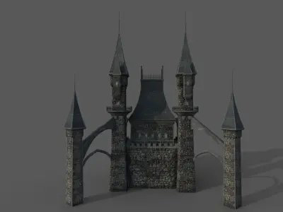 Medieval Fantasy Castle in Clouds 3D model