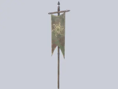 Fantasy war banner Low-poly 3D model
