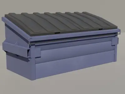 Blue Dumpster Low-poly 3D model