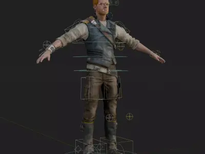 Cal Kestis Jedi Survivor 3D Model Rigged PBR Blender FBX OBJ Low-poly 3D model