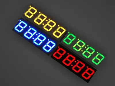 Illuminated Clock 7 Segmented LEDs Set 3D model