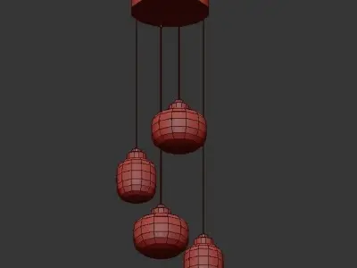 Legier pendant light with four glass globes hanging from ceiling 3D model