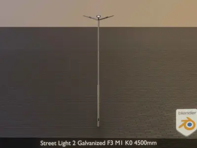 Street Light 2 Galvanized F3 M1 K0 4500mm Low-poly 3D model