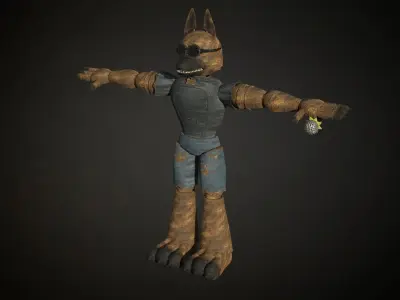 Fnaf like dog singer animatronic Low-poly 3D model