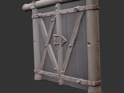 Old Wooden Barn Gate Low-poly 3D model