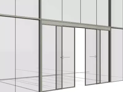 Curtain Wall Automatic Double Sliding Door 3D model