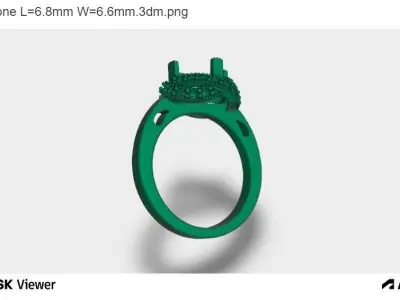 Woman Ring with Asscher Centre Stone 3D print model