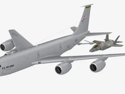  Air Refueling in Progress Boeing Stratotanker with F35 Rigged 