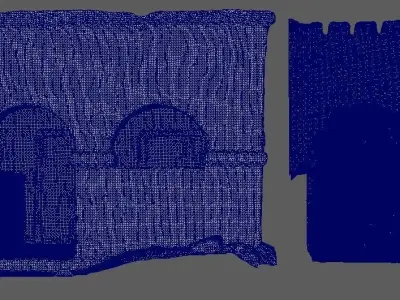 Front entry of old buildings 3D model