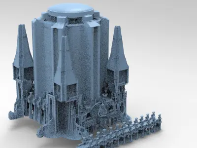 Fantasy Ancient structure with bridge  3D model