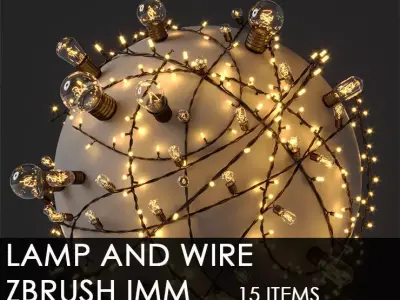 Lamp and Wire IMM curve brush   Low-poly 3D model