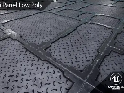 Low Poly Sci-Fi plane panels   Low-poly 3D model