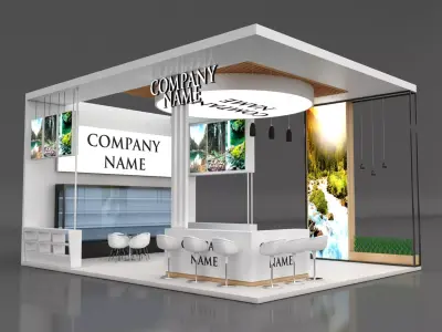 Booth Exhibition Stand Stall 7x9m Height 500 cm 3 Side Open 3D model
