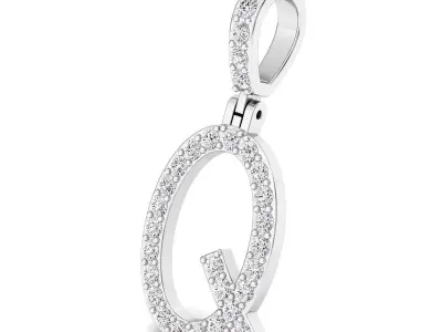 Alphabet Q-letter single row pendant 3D print model