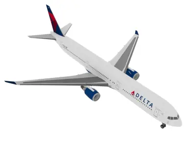  Delta Air Lines Boeing 767-400 with Cabin and Doors Rigged for Cinema 4D 