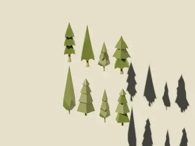Low Poly Simple Trees Low-poly 3D model