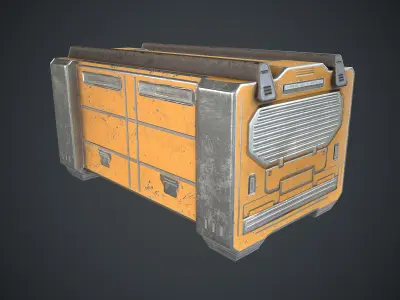 Sci-Fi Box Props Orange Low-poly 3D model