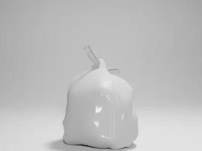 Translucent Trash Bag 3D Artistic Sculpture Colorful Contents Low-poly 3D model