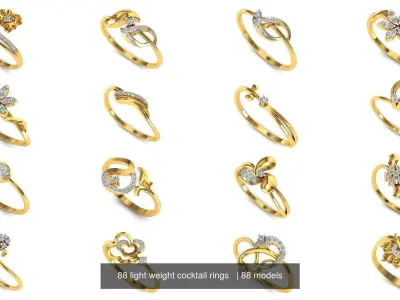 88 light weight cocktail rings   3D Model Pack
