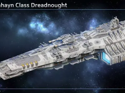 Spaceship Falkenhayn Dreadnought Low-poly 3D model