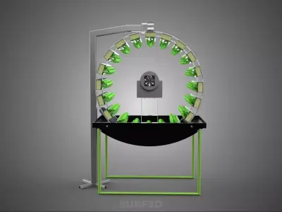 RADIAL ROTARY HYDROPONIC SPIN GARDENING PLANT FARM SYSTEM WHEEL 3D model