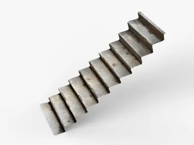 Photorealistic 3D scan of old concrete stairs Low-poly 3D model purchase
