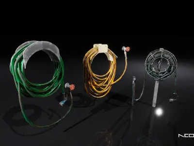 Old Garden Hoses Low-poly 3D model
